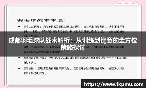 成都羽毛球队战术解析：从训练到比赛的全方位策略探讨